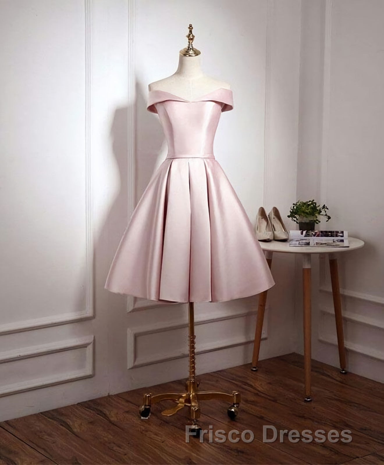 Cute Pink A Line Short Formal Prom Dress, Pink Evening Dress
