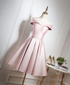 Cute Pink A Line Short Formal Prom Dress, Pink Evening Dress