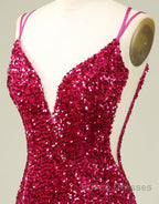 Sparkly Sequin Double Spaghetti Straps Tight Homecoming Dress