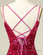 Sparkly Sequin Double Spaghetti Straps Tight Homecoming Dress