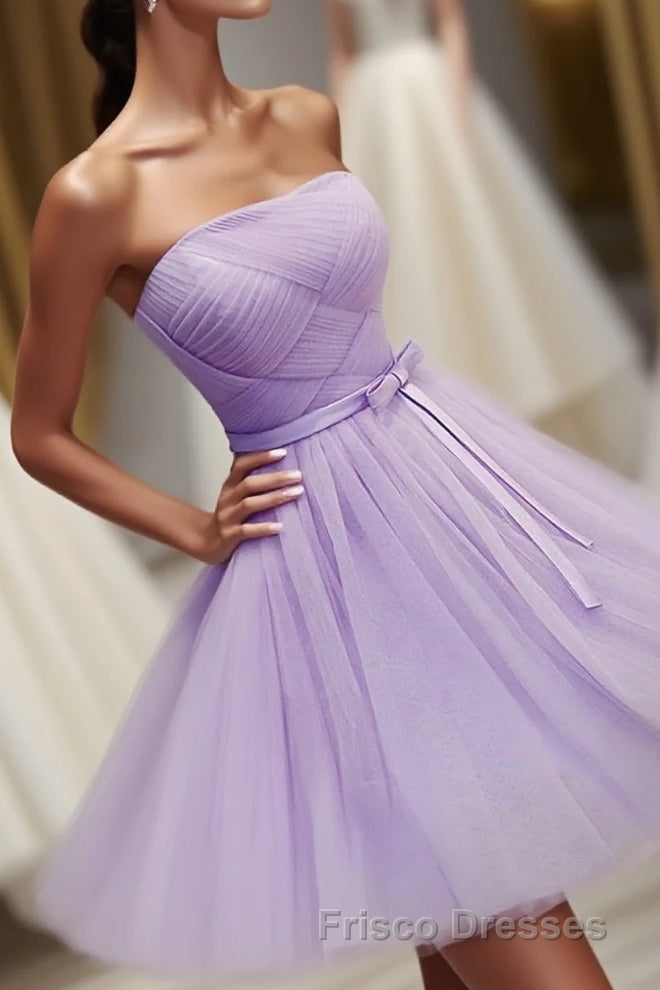 Cute A Line Tulle Short Formal Prom Dress, Bridesmaid Dress Main image