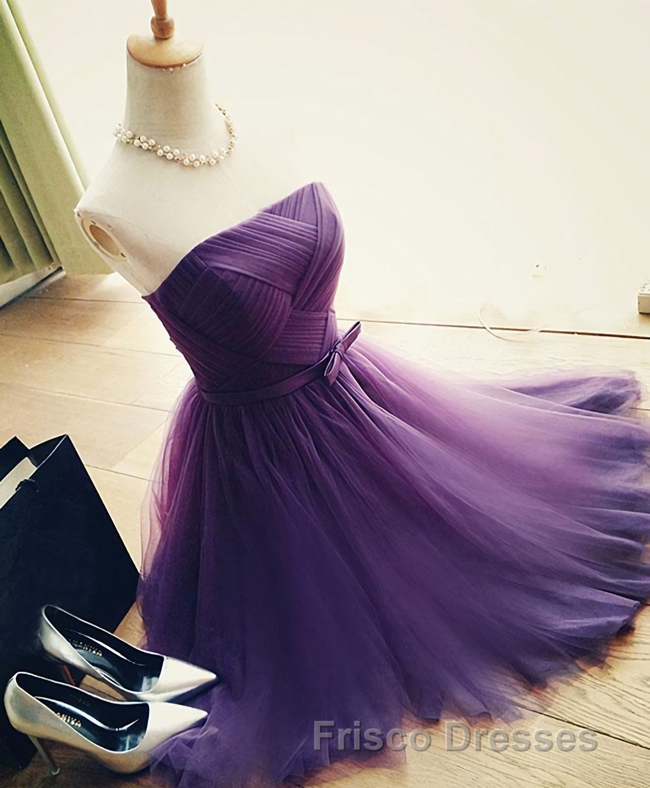 Cute A Line Tulle Short Formal Prom Dress, Bridesmaid Dress