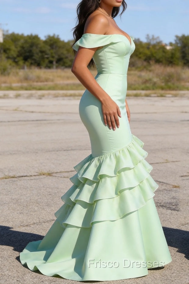 Sage Green Prom Dress Ruffled Long Prom Dress Corset Secondary image