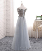 A Line Lace Tulle Off Shoulder Long Formal Prom Dress, Evening Dress