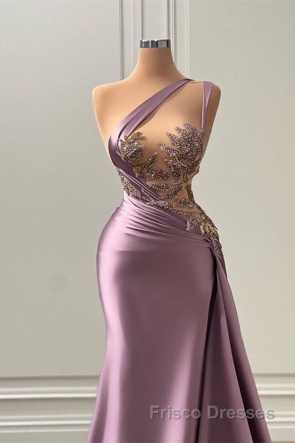 Sexy Purple Mermaid One-Shoulder Formal Prom Dresses Secondary image