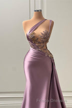 Sexy Purple Mermaid One-Shoulder Formal Prom Dresses