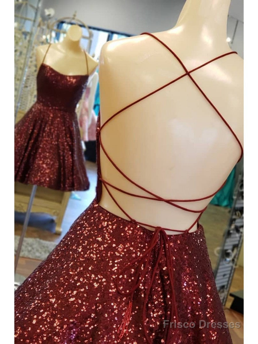 Lace-up Back Burgundy Homecoming Dress Secondary image