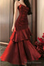 Spaghetti Strap V-Neck Plain Ruffle Panel Ruched Mermaid Prom Dresses