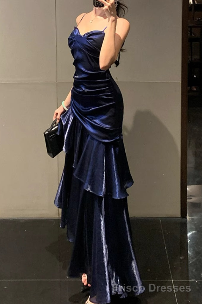 A-Line Dark Blue Prom Dress features spaghetti straps Evening Dresses Secondary image
