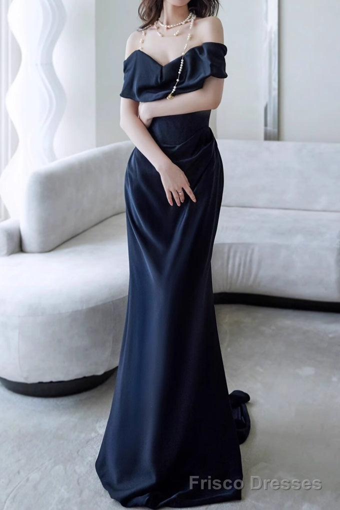 Simple Mermaid Off The Shoulder Black Prom Dress Secondary image