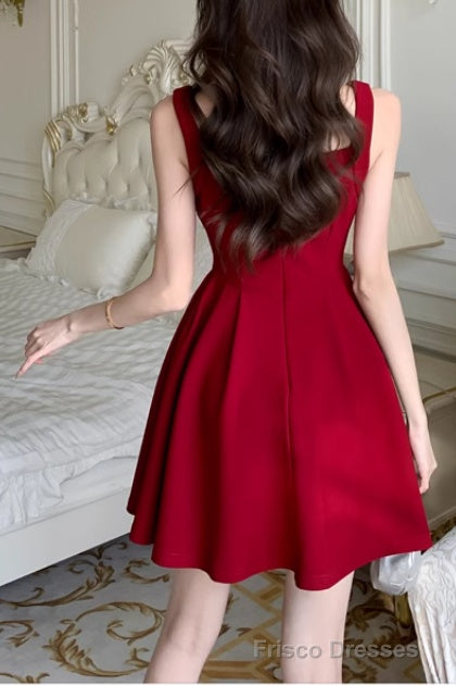 Summer Square Neck Homecoming Dress Backless Mini Dresses