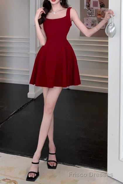 Summer Square Neck Homecoming Dress Backless Mini Dresses