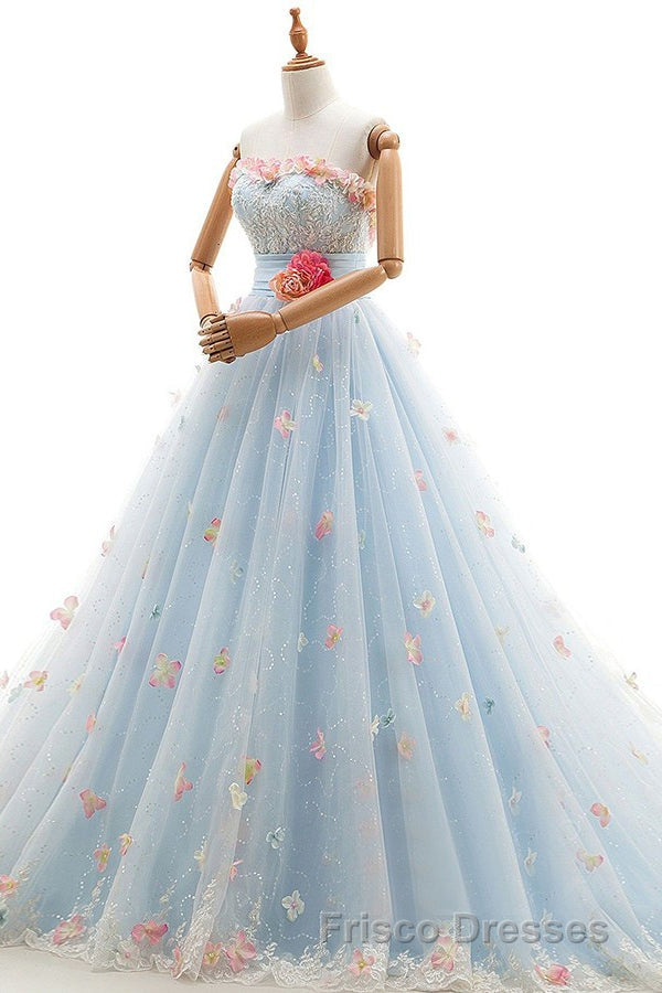 Charming Light Blue Tulle Sweetheart Ball Gown Court Train Wedding Dress Secondary image