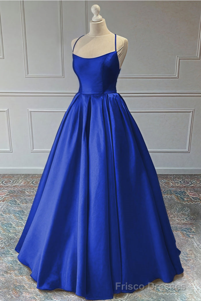 A-line Sleeveless Square Neckline Long/Floor-Length Satin Prom Dresses