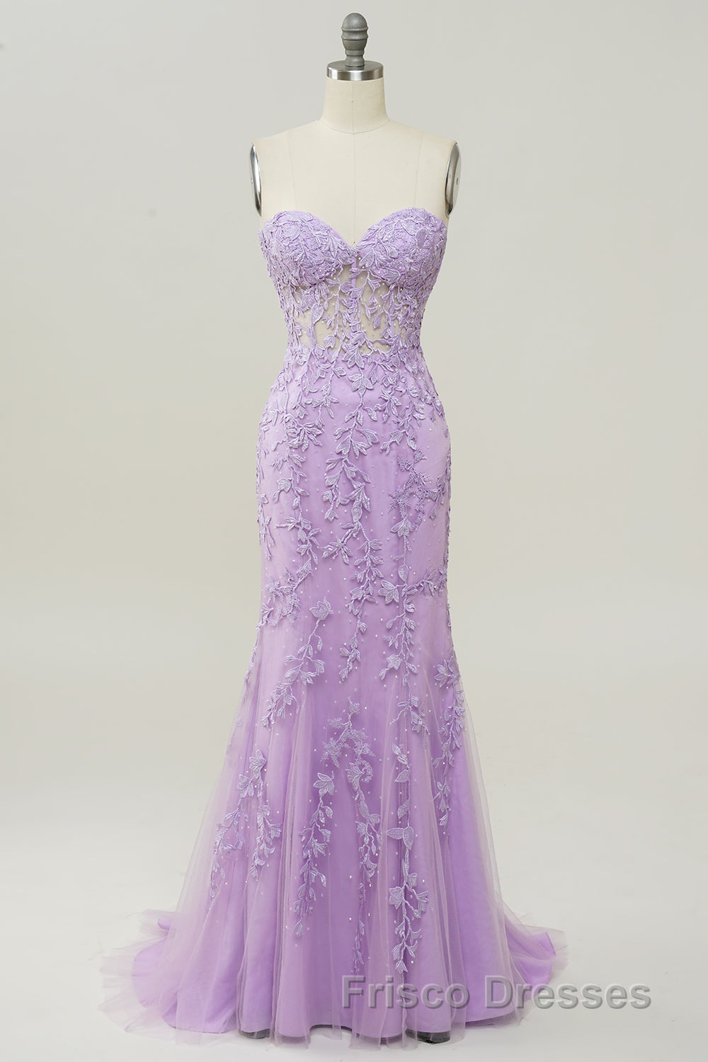 Coral Sweetheart Lace-Up Long Mermaid Formal Prom Dress with Appliques