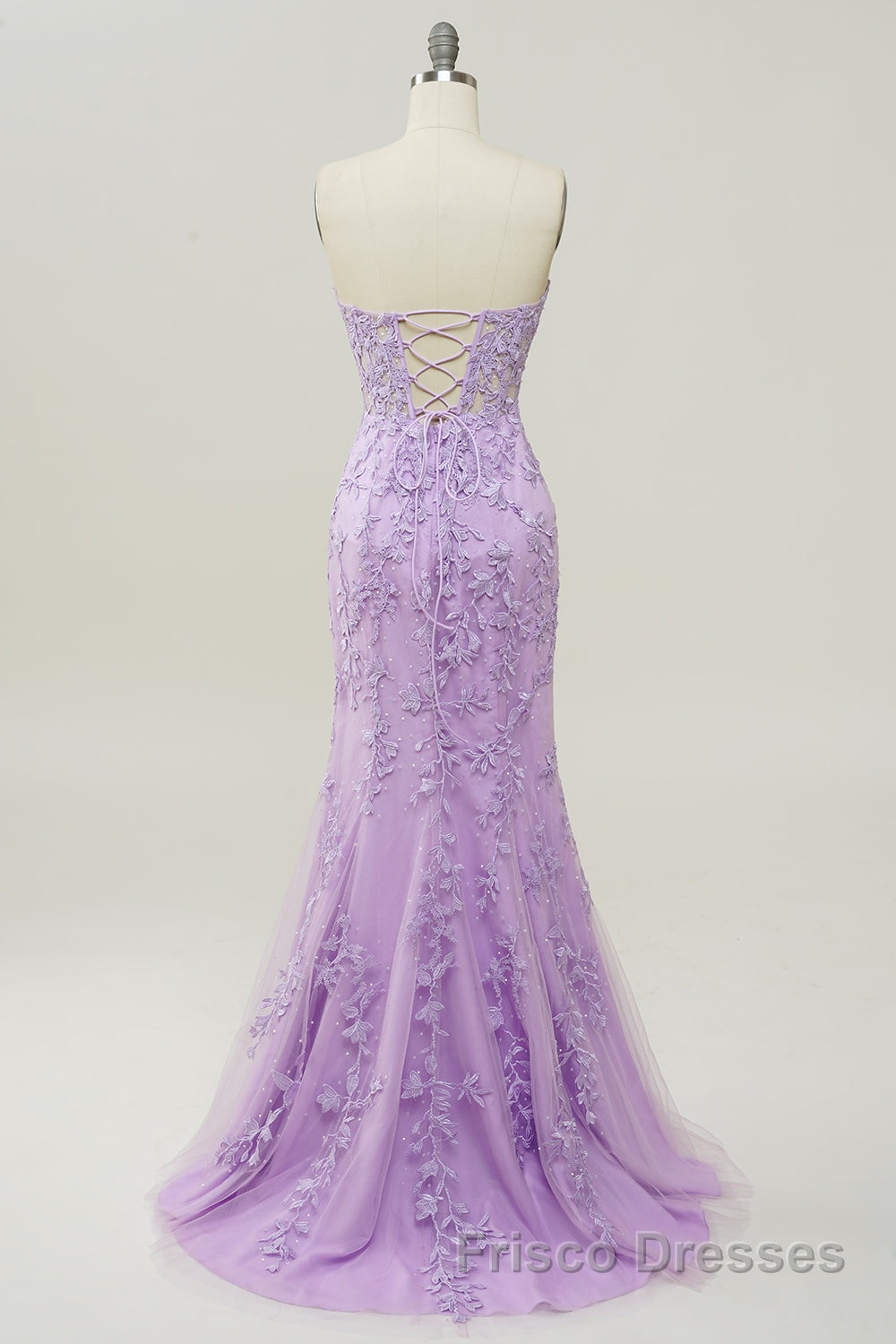 Purple Sweetheart Neck Mermaid Formal Prom Dresses With Appliques Secondary image