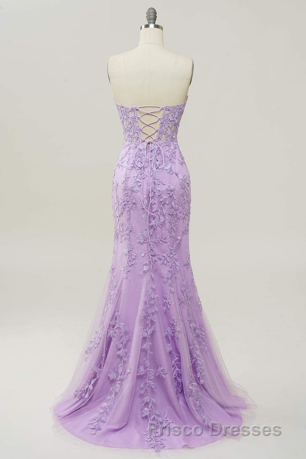 Coral Sweetheart Lace-Up Long Mermaid Formal Prom Dress with Appliques