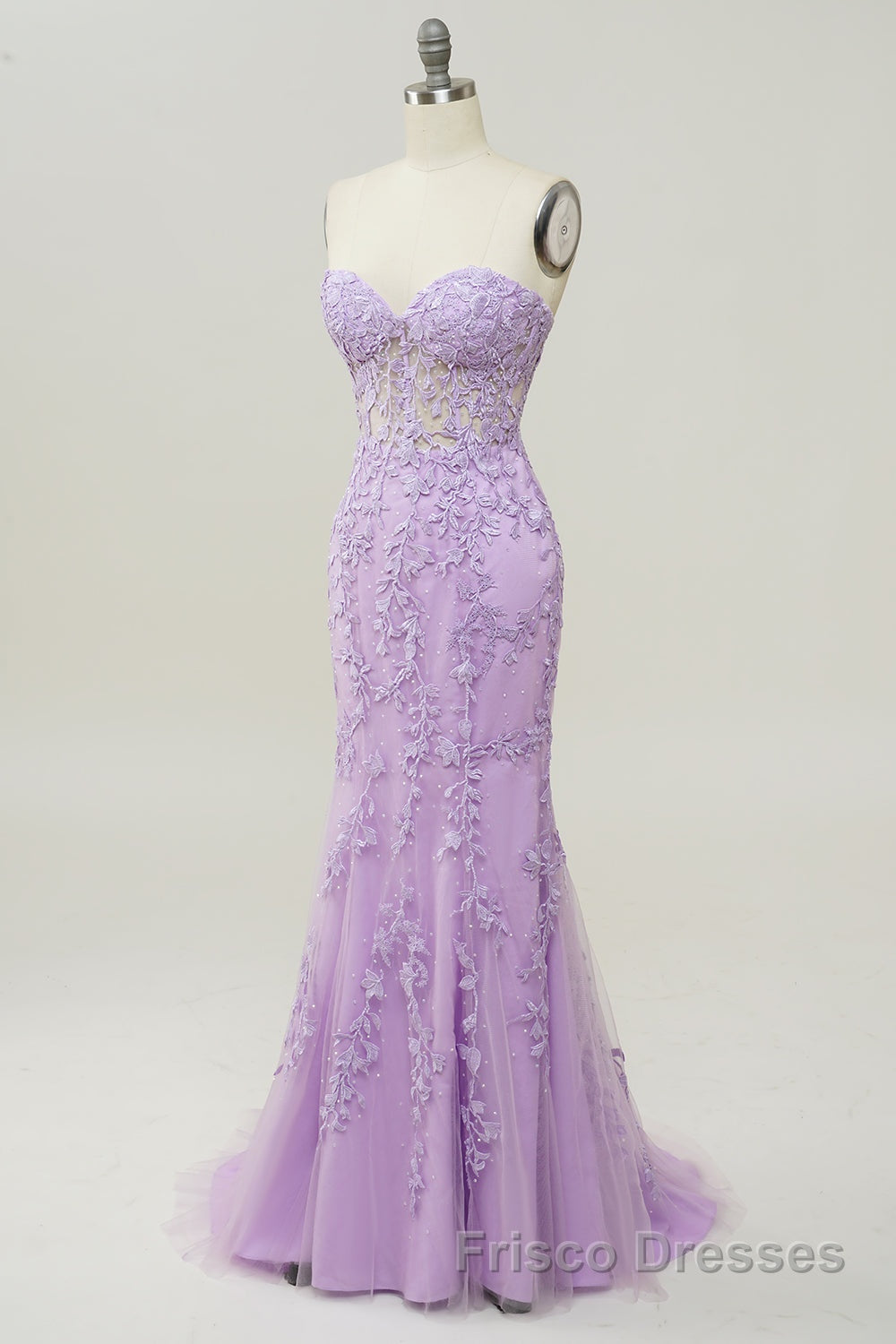 Purple Sweetheart Neck Mermaid Formal Prom Dresses With Appliques