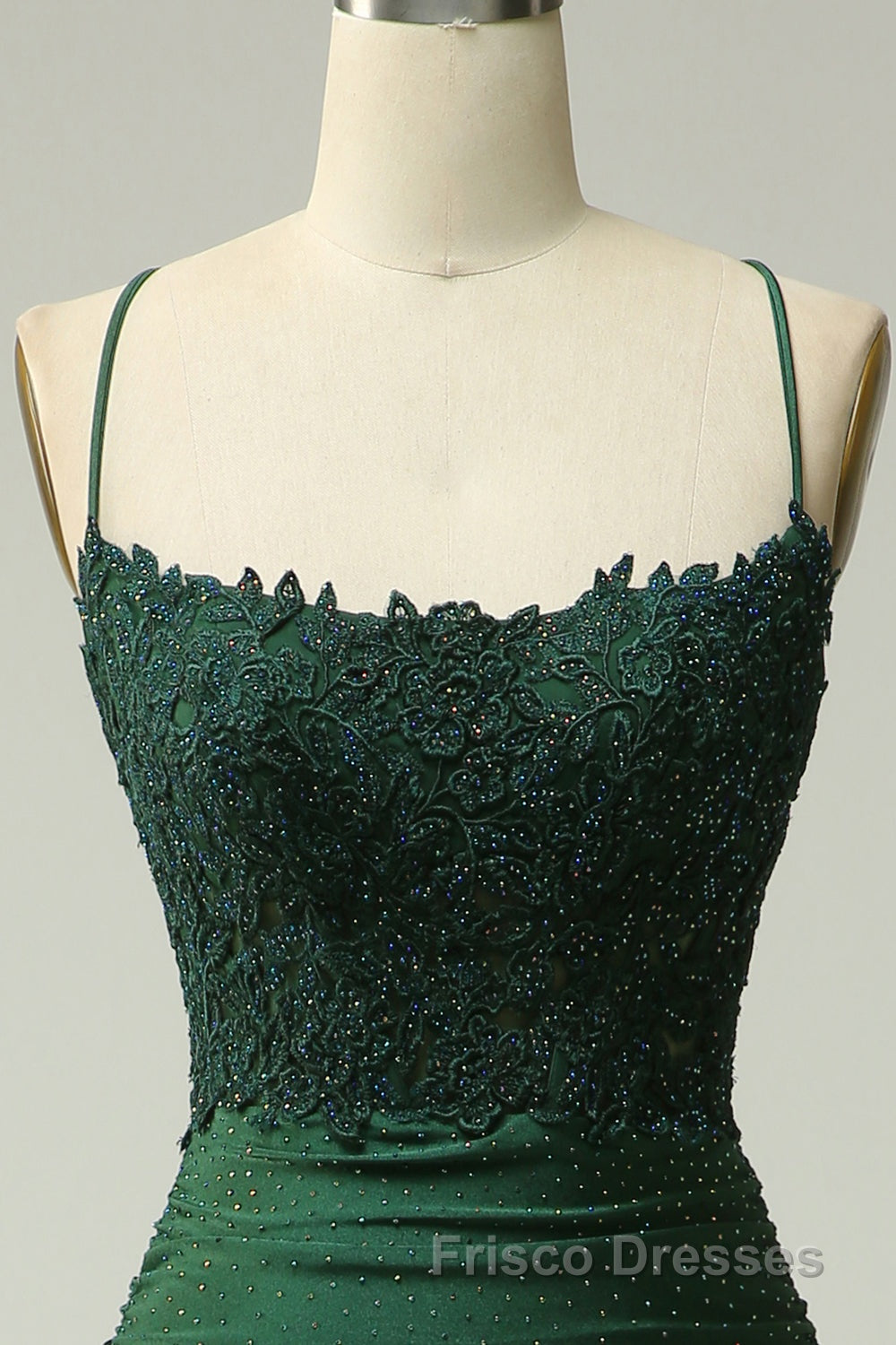 Sparkly Dark Green Beaded Long Formal Prom Dress with Appliques