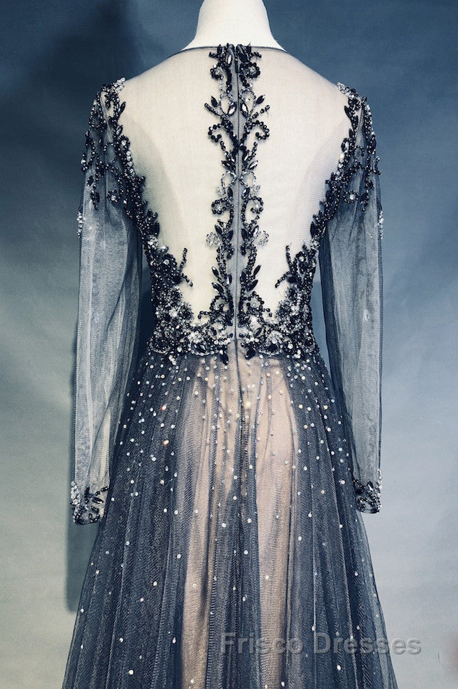 Luxury Long Sleeves V-neck Long Formal Prom Dress Overskirt Mother Formal Prom Dress
