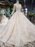 Gorgeous Long Sleeves Ball Gown Wedding Dress With Beading Appliques