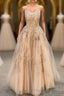 Hottest Elegant Spaghetti Straps Backless Lace Long Princess Formal Prom Dress For Teens