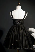Elegant Sleeveless Tulle Sequins Short Homecoming Dress