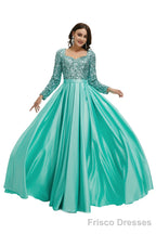 Lady Dresses Full Sleeve Prom Dresses V Neck Formal Gowns 2025 Floor Length Party Dresses