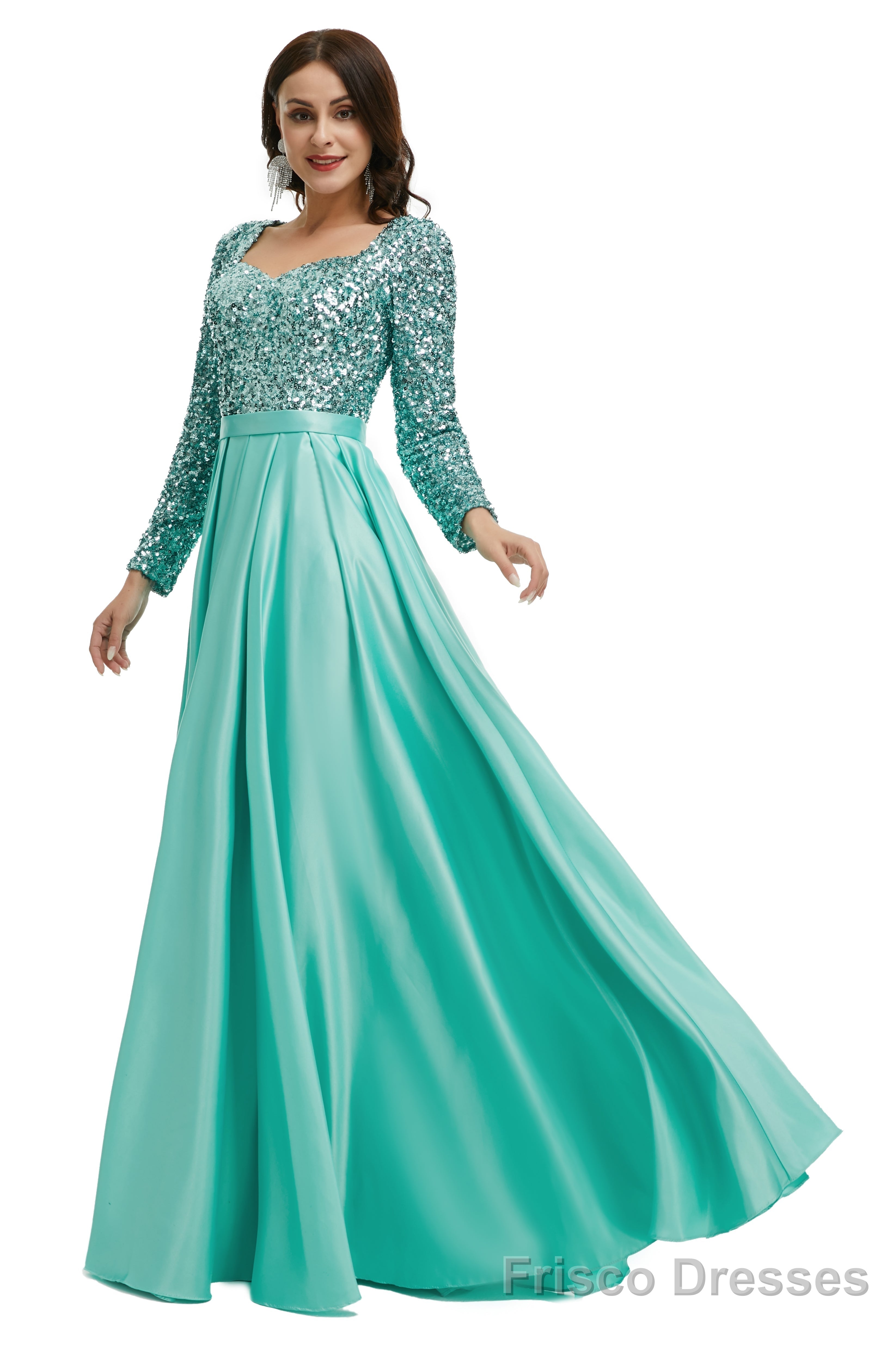 Lady Dresses Full Sleeve Prom Dresses V Neck Formal Gowns 2025 Floor Length Party Dresses