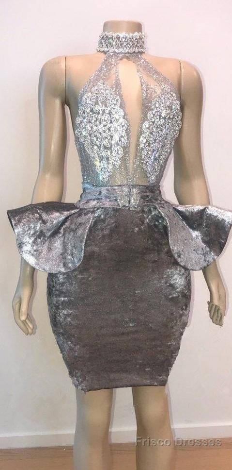 Halter Keyhole Neckline Appliques Short Prom Dresses Secondary image