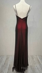 Black And Red Sweetheart Simple Straps Long Formal Prom Dresses, A-Line Long Formal Dresses