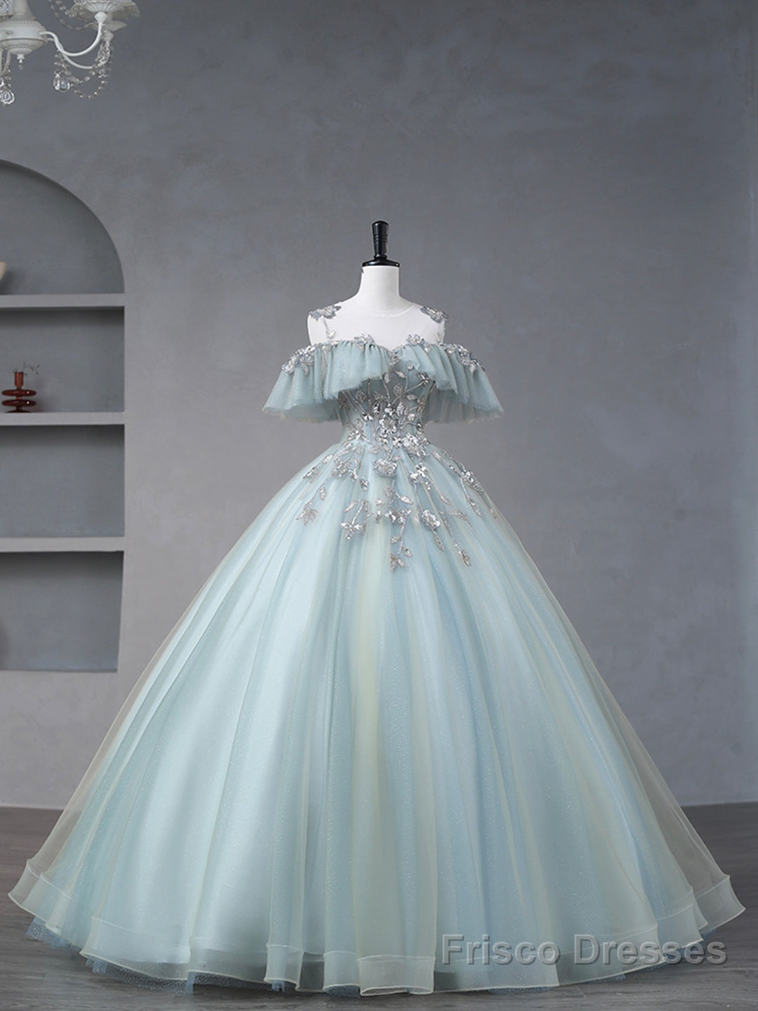 Beautiful Tulle Sequins Long Formal Dresses, A-Line Evening Dresses Secondary image