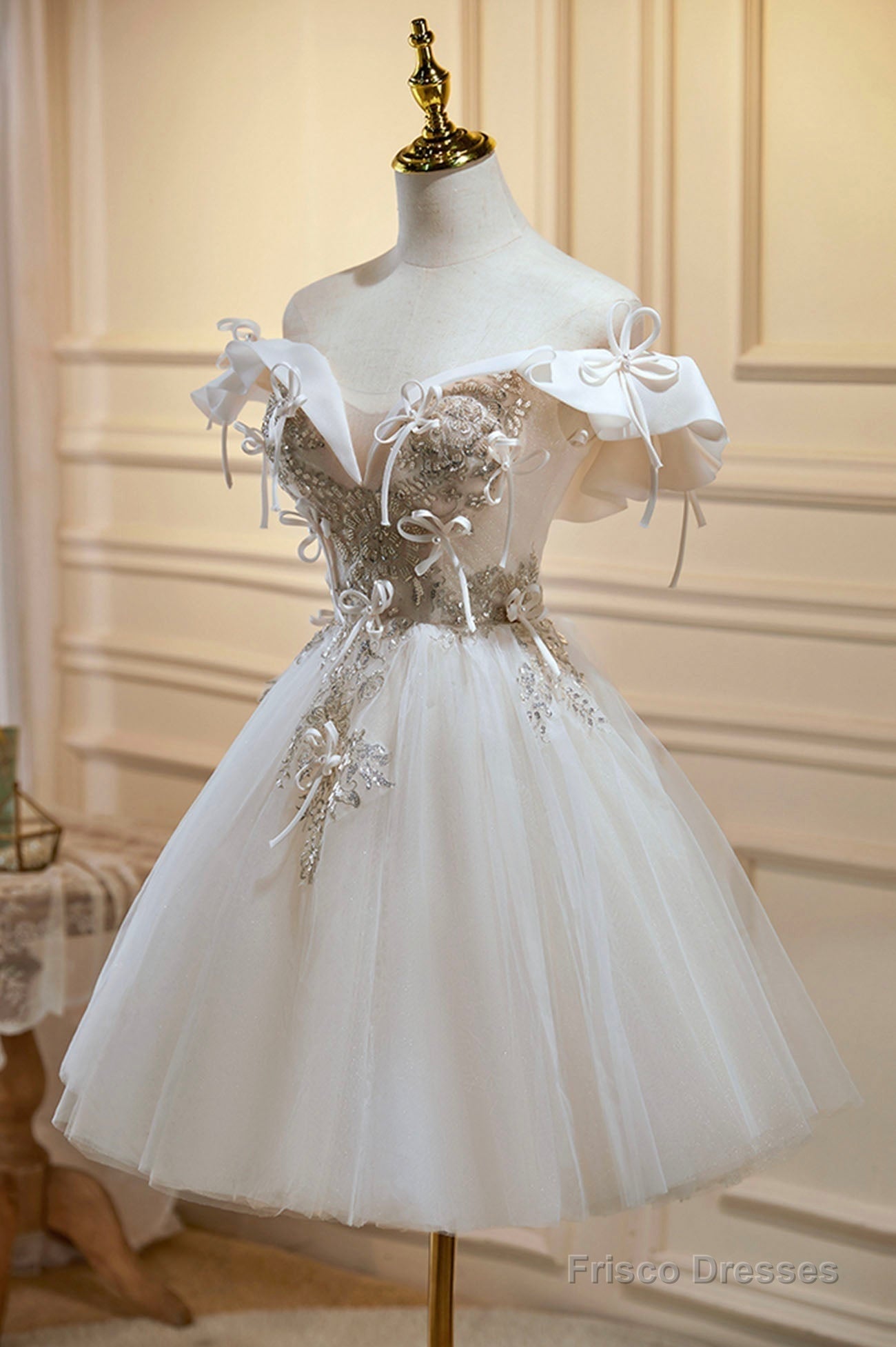 Champagne Lace Short Prom Dress, A-Line Homecoming Party Dress Secondary image