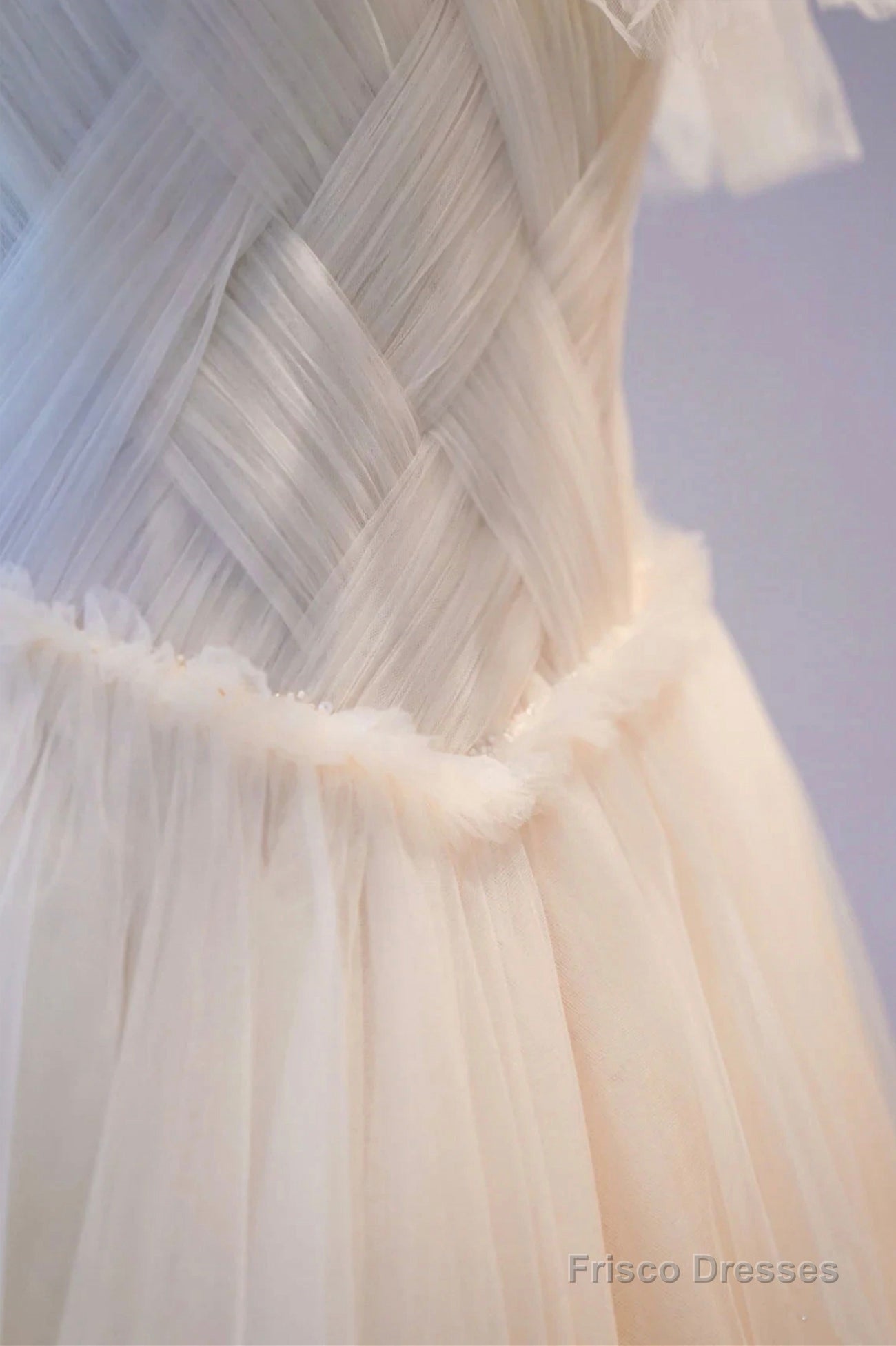 Champange Tulle Long Prom Dress, A-Line Evening Dress Main image