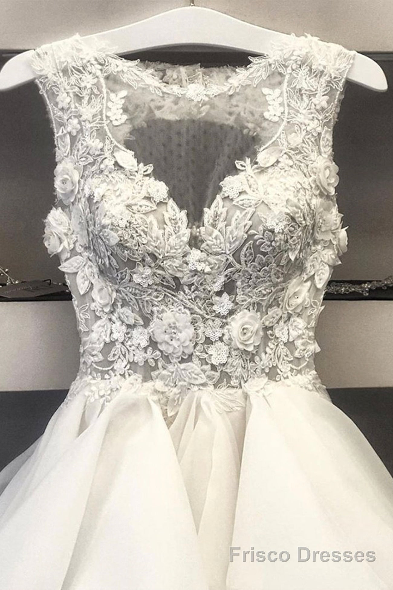 White Lace Short Prom Dresses, A-Line Lace Evening Dresses Secondary image