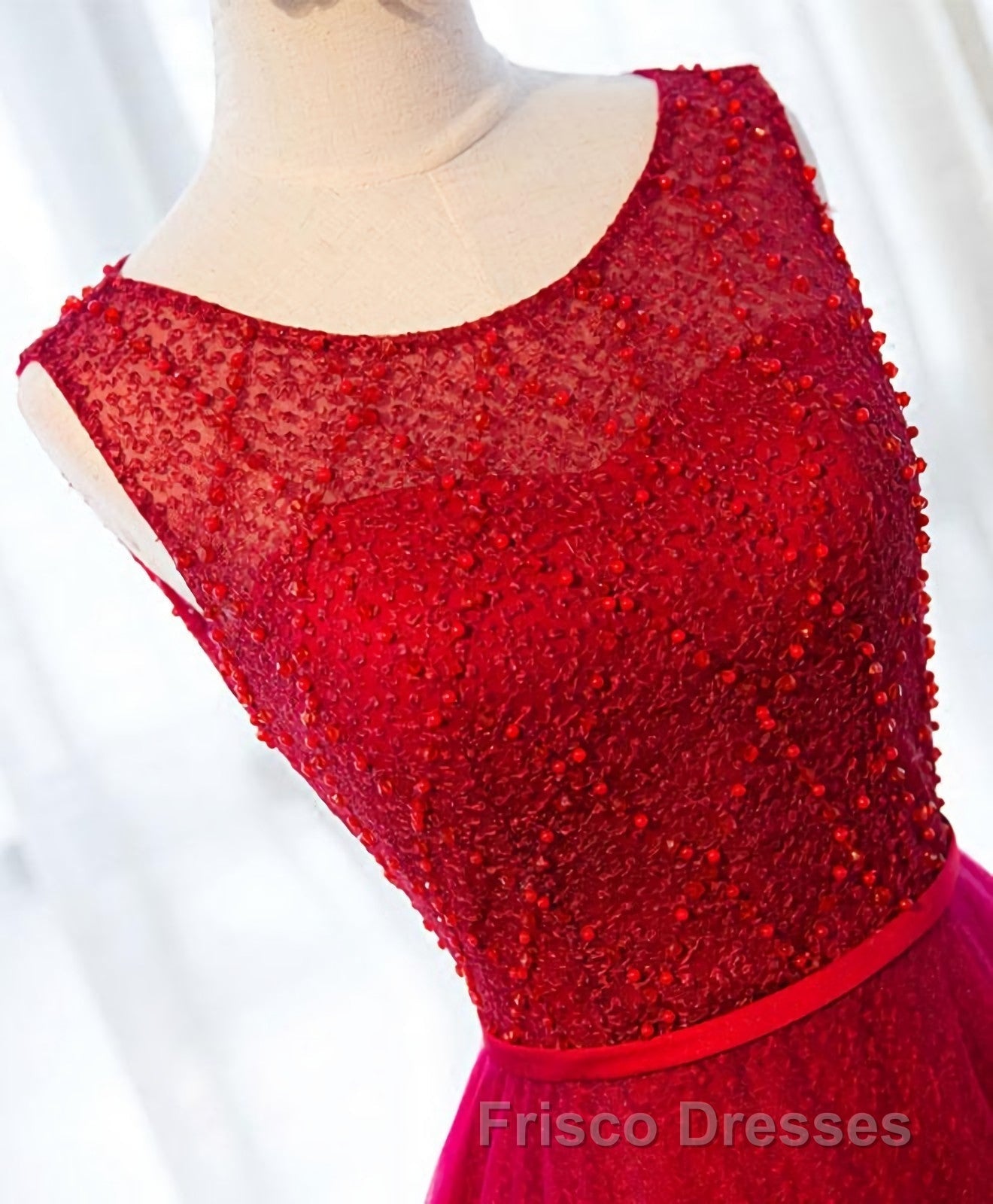 A Line Round Neck Tulle Long Formal Prom Dress, Lace Evening Dress Secondary image