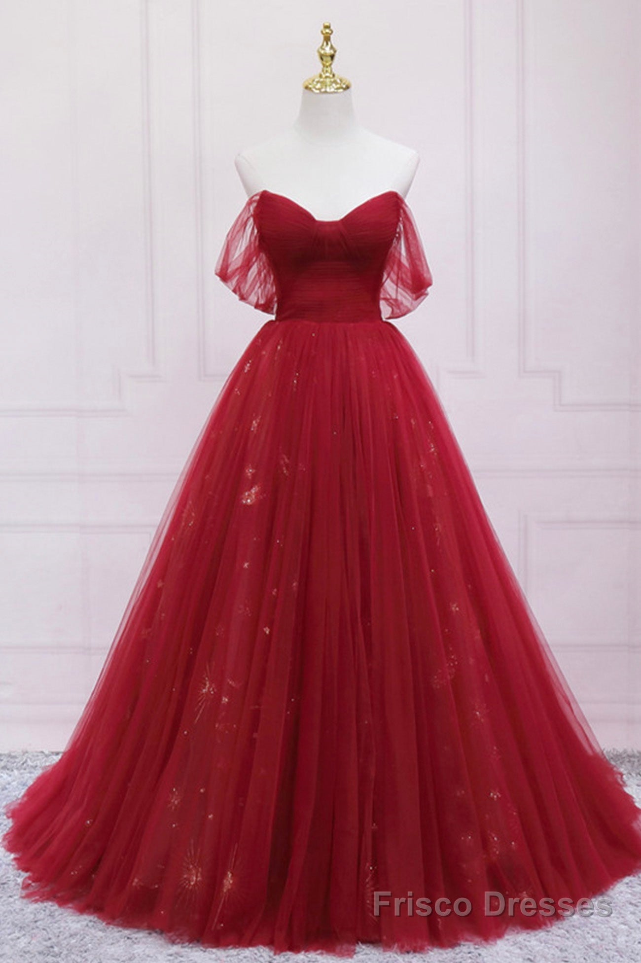 Burgundy Off the Shoulder Prom Dress, A-Line Evening Dress Main image