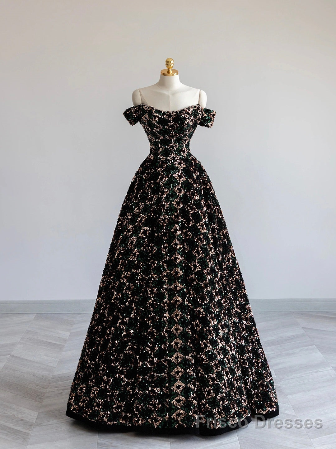 Stylish Sequins Long Prom Dress, Off Shoulder Evening Party Dress