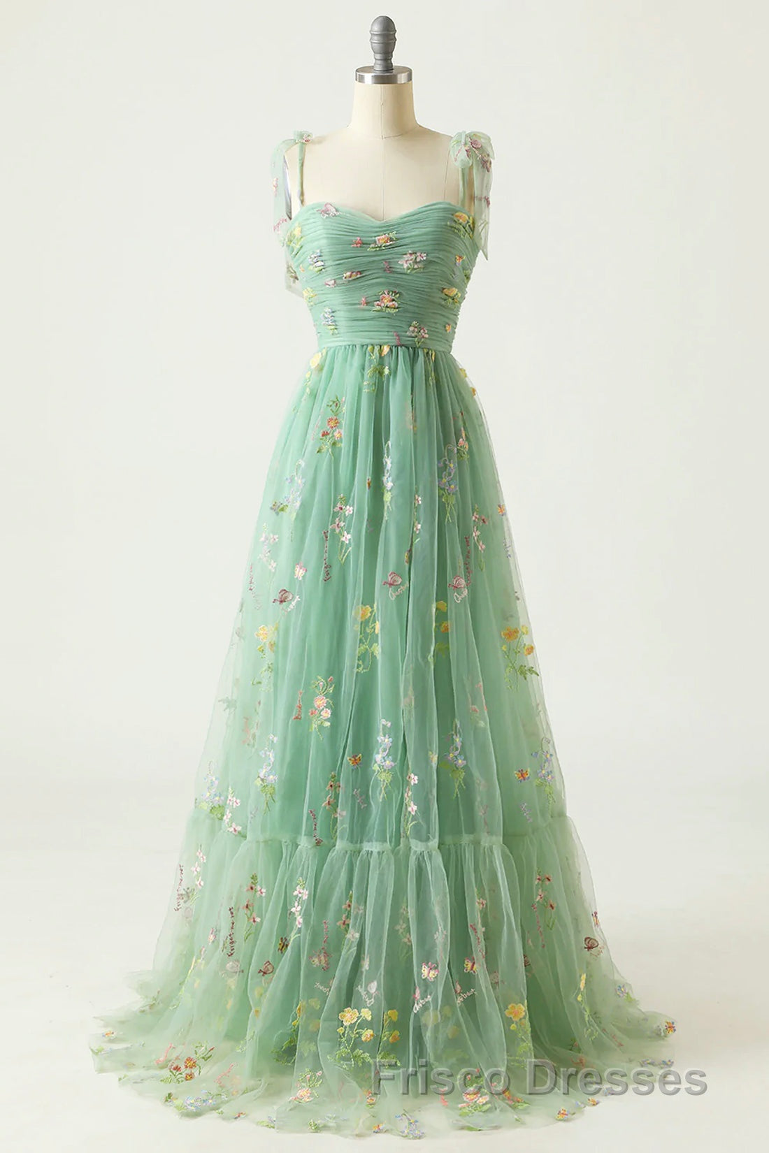 Champagne Lovely Tulle Lace Long Formal Prom Dress, Champagne Evening Dress