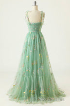 Champagne Lovely Tulle Lace Long Formal Prom Dress, Champagne Evening Dress