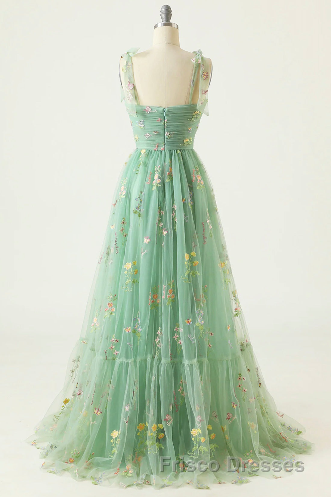 Champagne Lovely Tulle Lace Long Formal Prom Dress, Champagne Evening Dress