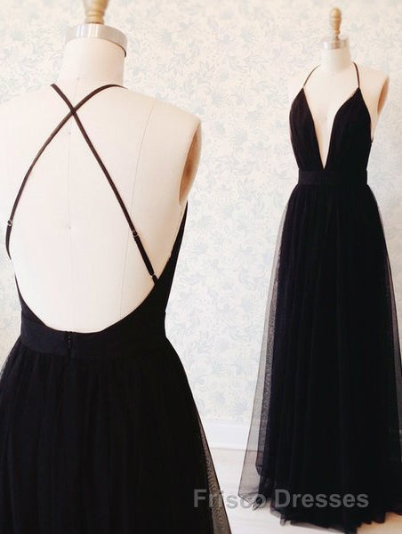 Simple A-line V Neck Navy Blue Long Formal Prom Dress
