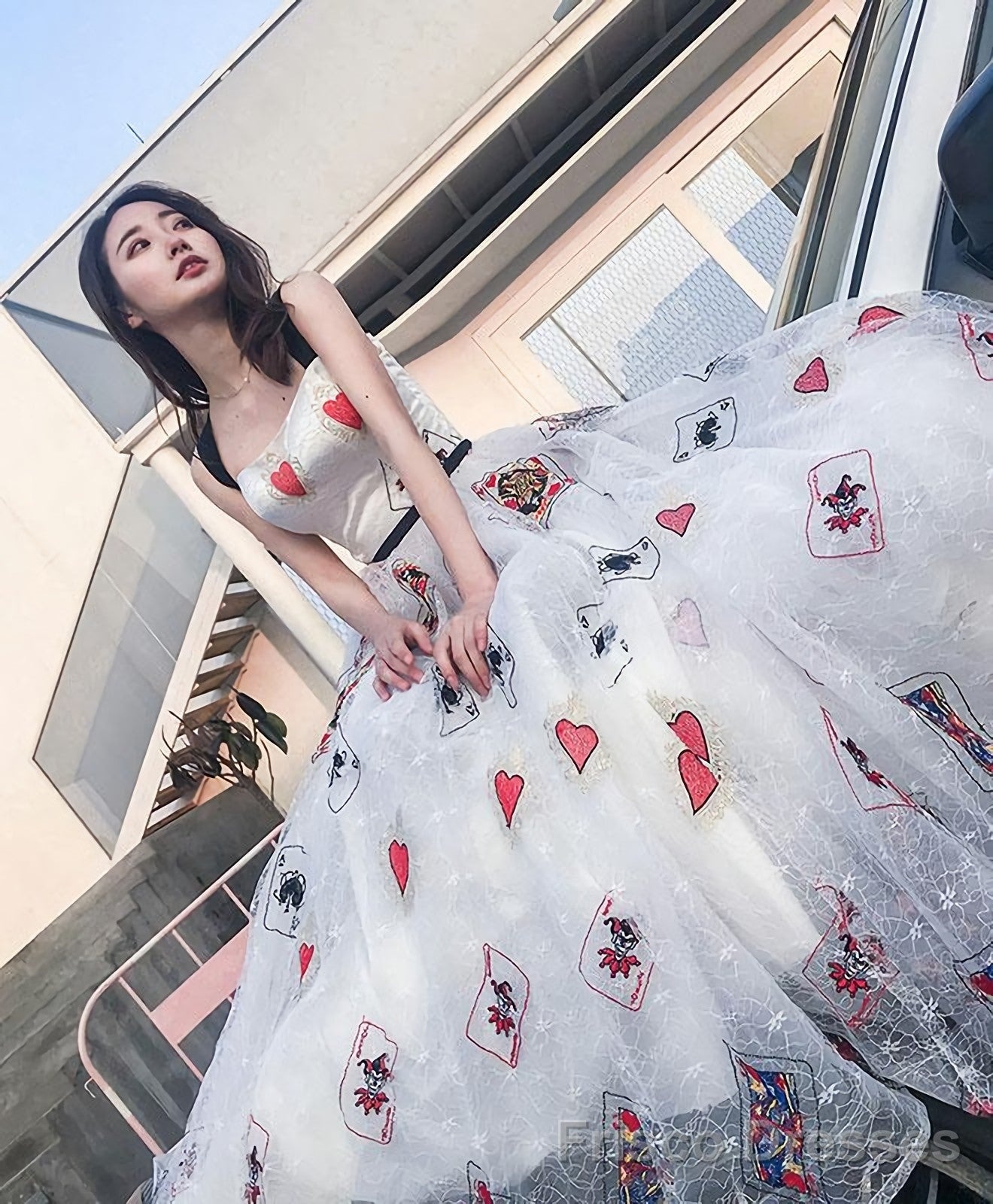 Unique White Tulle Long Prom Dress White Evening Dress