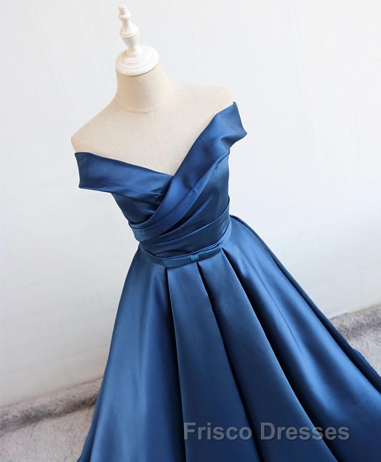 Simple Blue Satin Long Formal Prom Dress, Blue Formal Prom Dress Secondary image