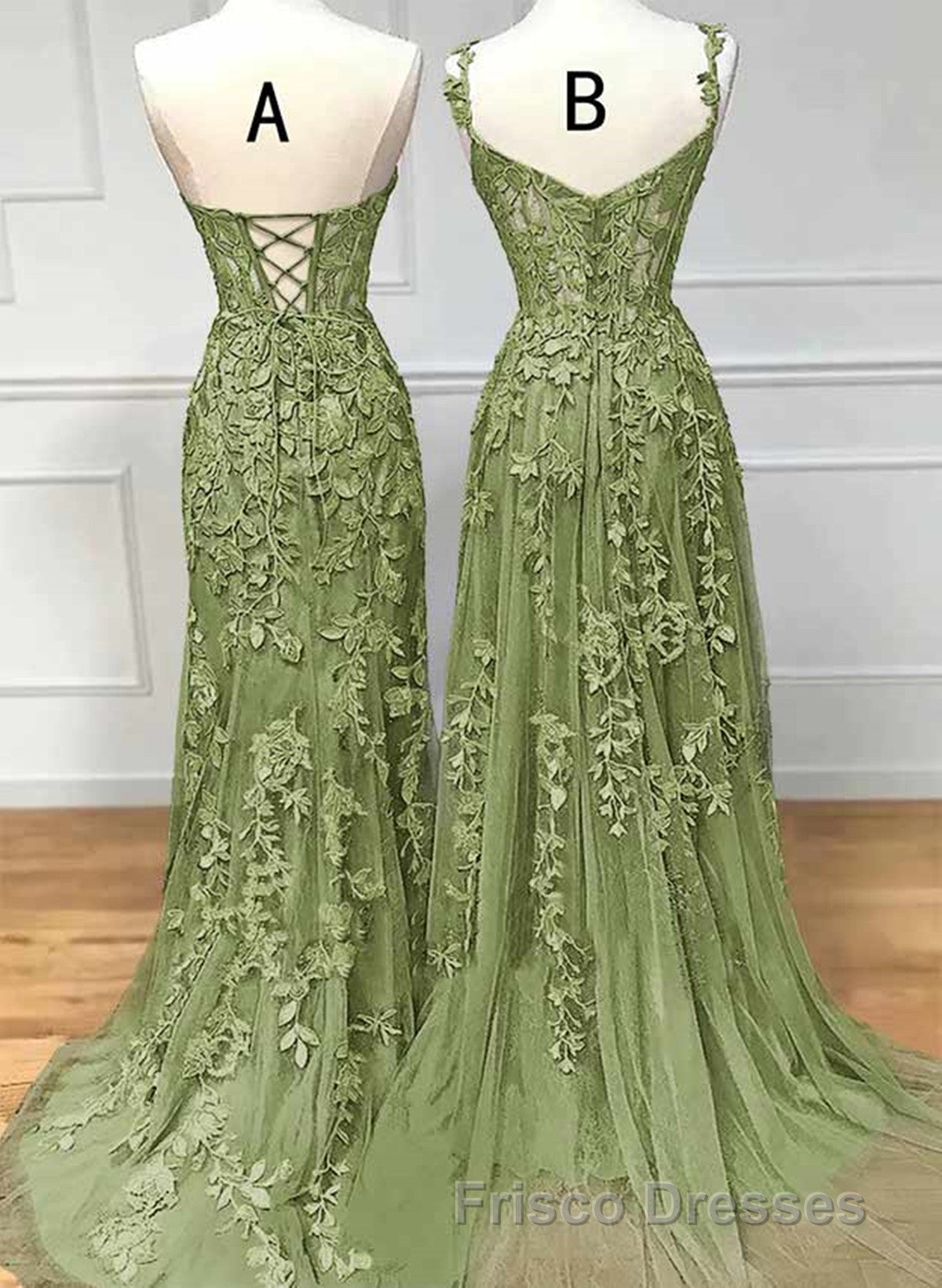 Lovely Sage Green Tulle With Lace Long Formal Prom Dress, Sweetheart Formal Prom Dress Secondary image