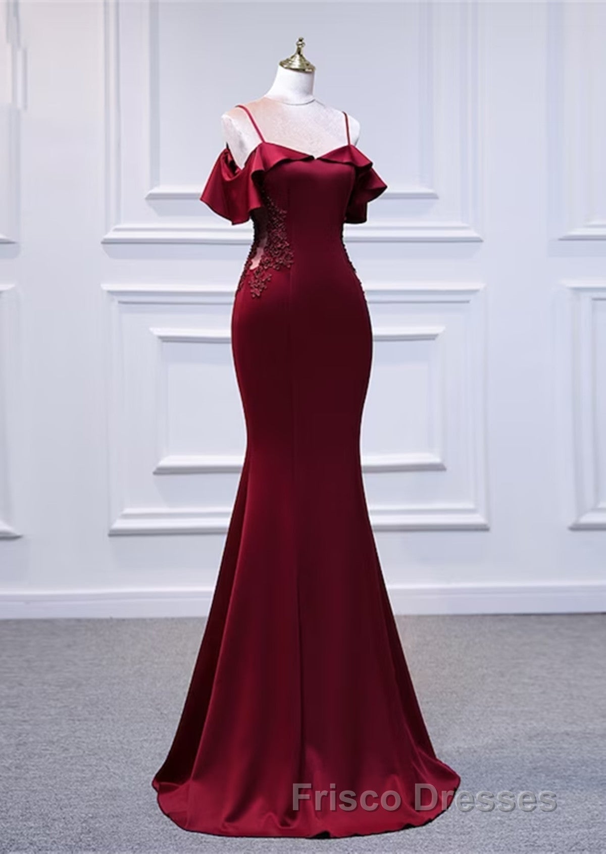 Wine Red Mermaid Sweetheart Straps Long Formal Prom Dress, Wine Red Formal Prom Dress