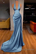 Halter V-Neck Mermaid Formal Prom Dress Elegant