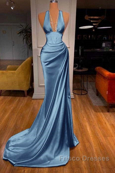 Halter V-Neck Mermaid Formal Prom Dress Elegant