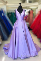 Simple Purple Satin Long Formal Prom Dress Purple Formal Dress, Graduation School Party Gown