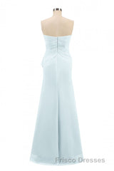 Pink Strapless Ruffled Mermaid Long Bridesmaid Dress